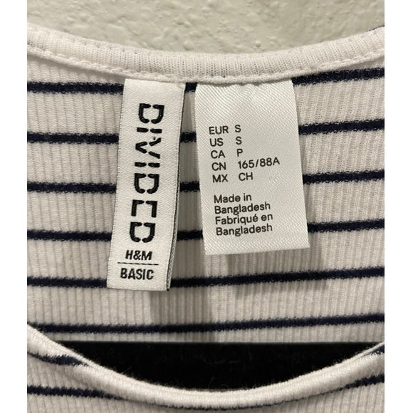 H&M Striped Sleeveless White And Black Midi Dress - Picture 2 of 3